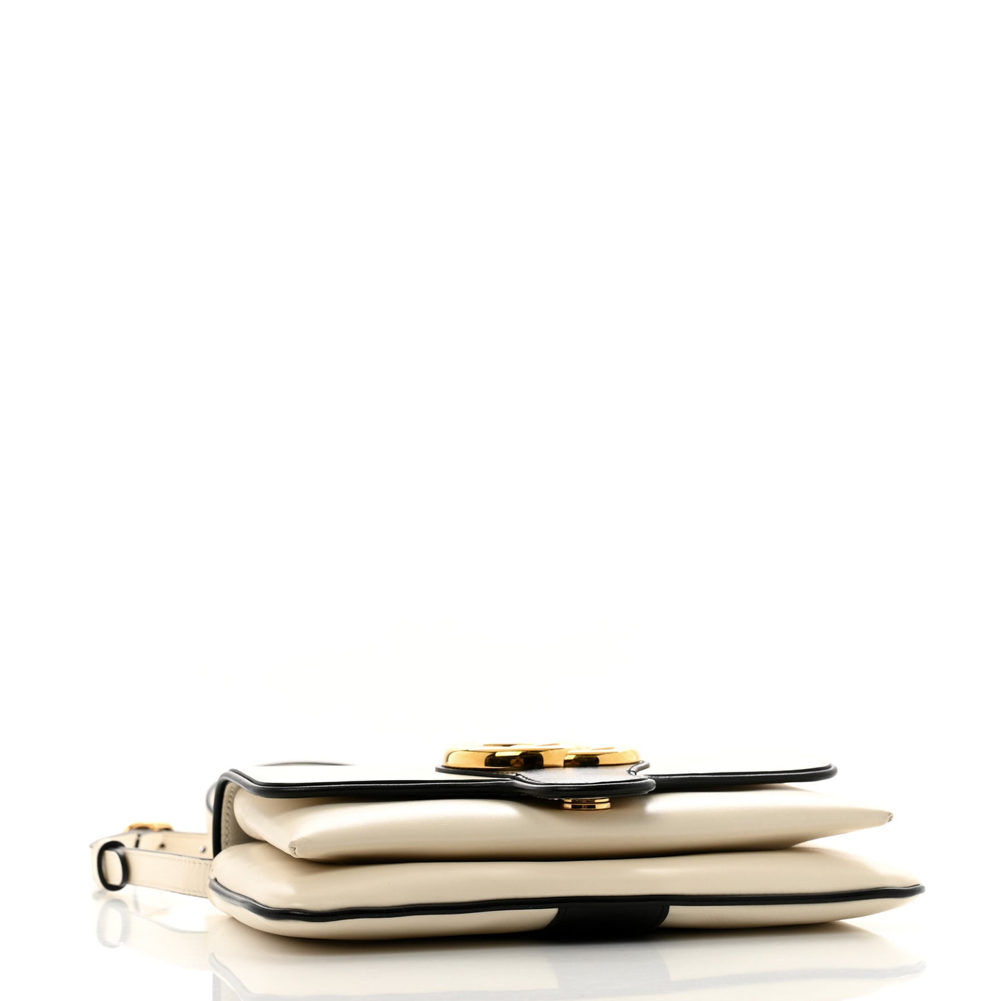 Vitello Palmellato Lux Bi-Color Small Arli Flap Shoulder Bag Mystic White Black