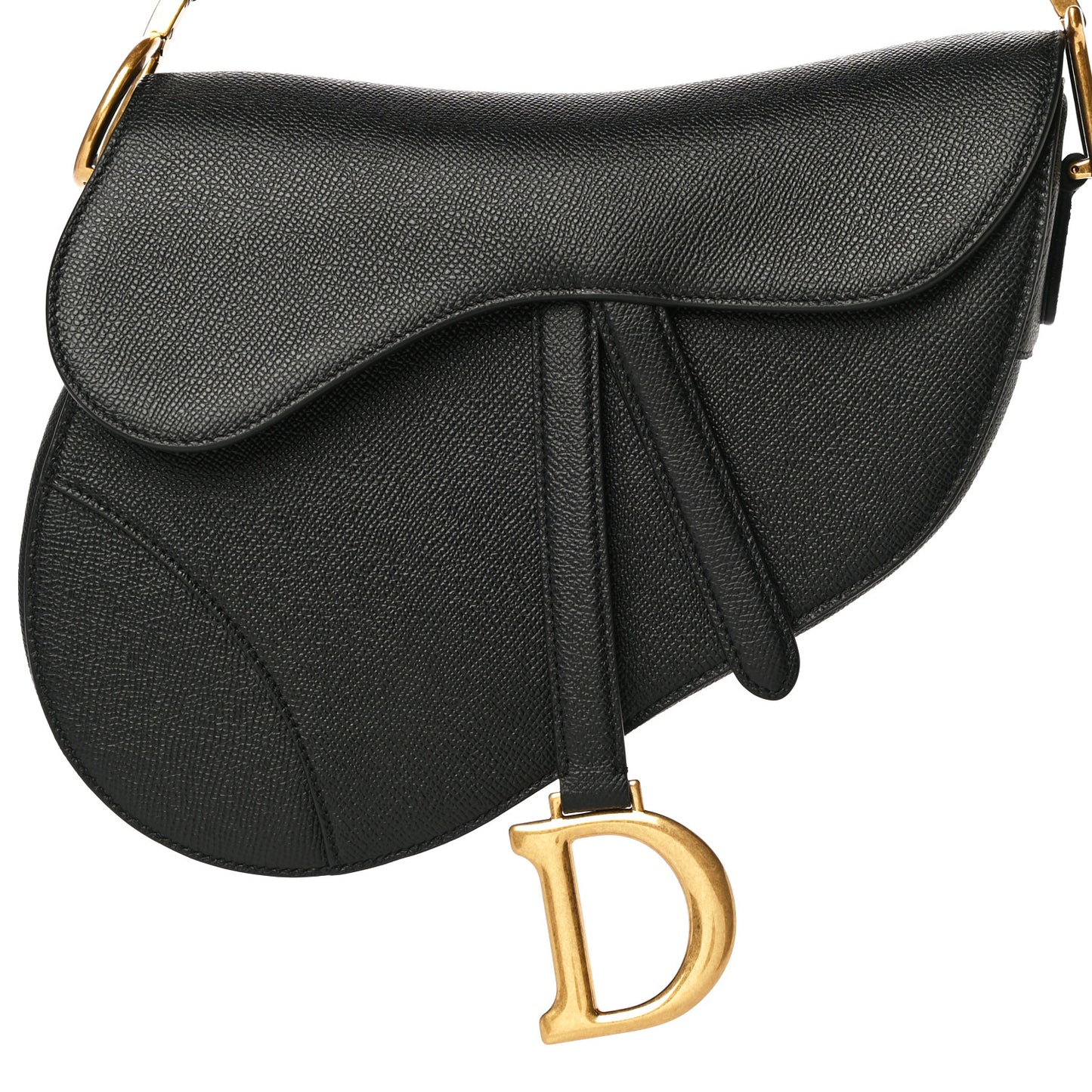 Grained Calfskin Saddle Bag Black