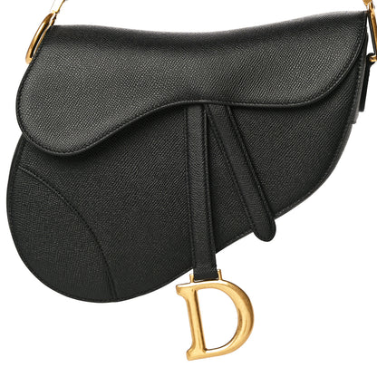 Christian Dior Grained Calfskin Saddle Bag Black 8 of 13