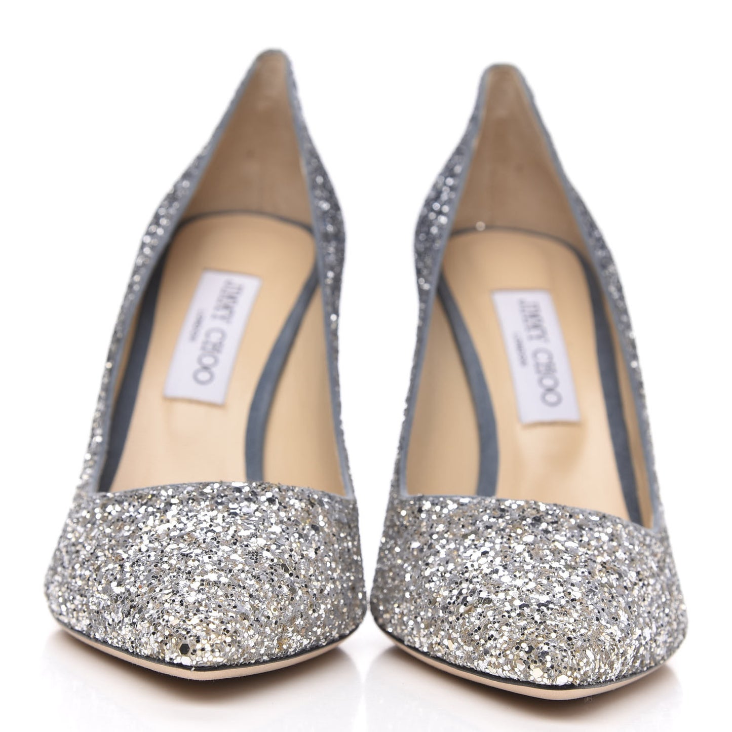 Glitter Pointy Toe Romy 100 Pumps 40 Silver Dusk Blue