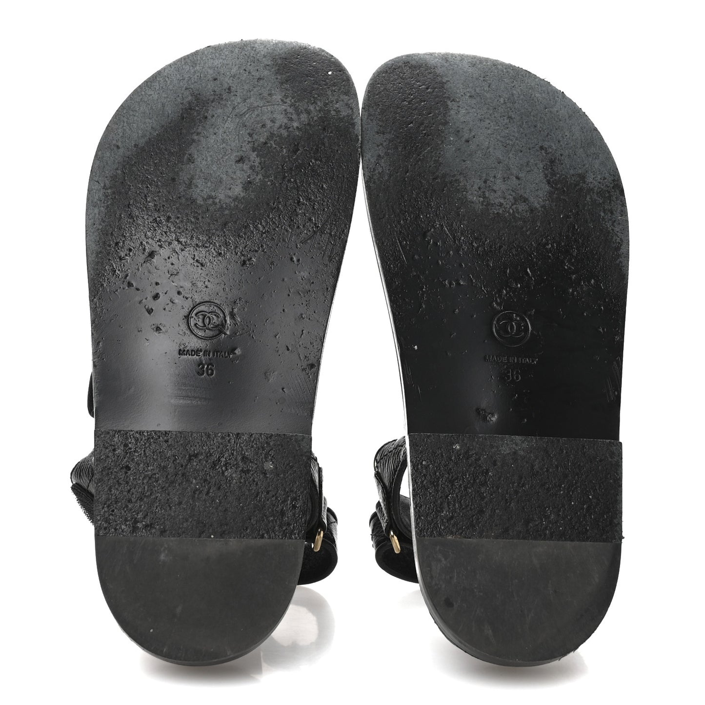 Grained Calfskin Velcro Dad Sandals 36 Black