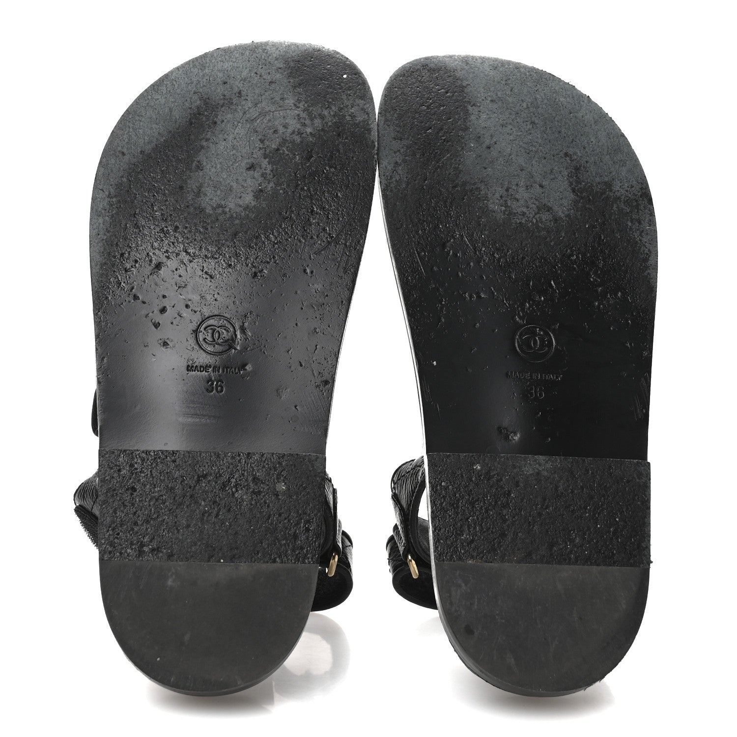 Chanel Grained Calfskin Velcro Dad Sandals 36 Black 6 of 10
