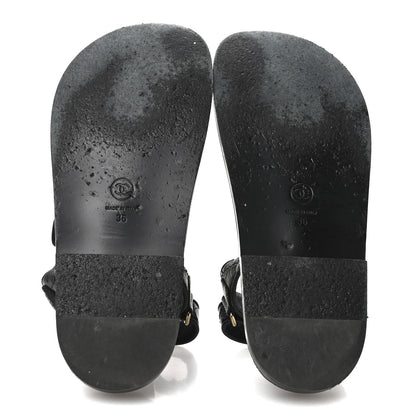Chanel Grained Calfskin Velcro Dad Sandals 36 Black 6 of 10