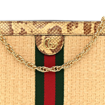 Gucci Raffia Elaphe GG Small Ophidia Chain Shoulder Bag Natural Cream Brown 8 of 10