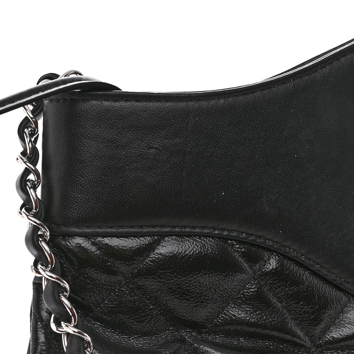 Shiny Aged Calfskin Quilted Large 31 Shopping Bag Black