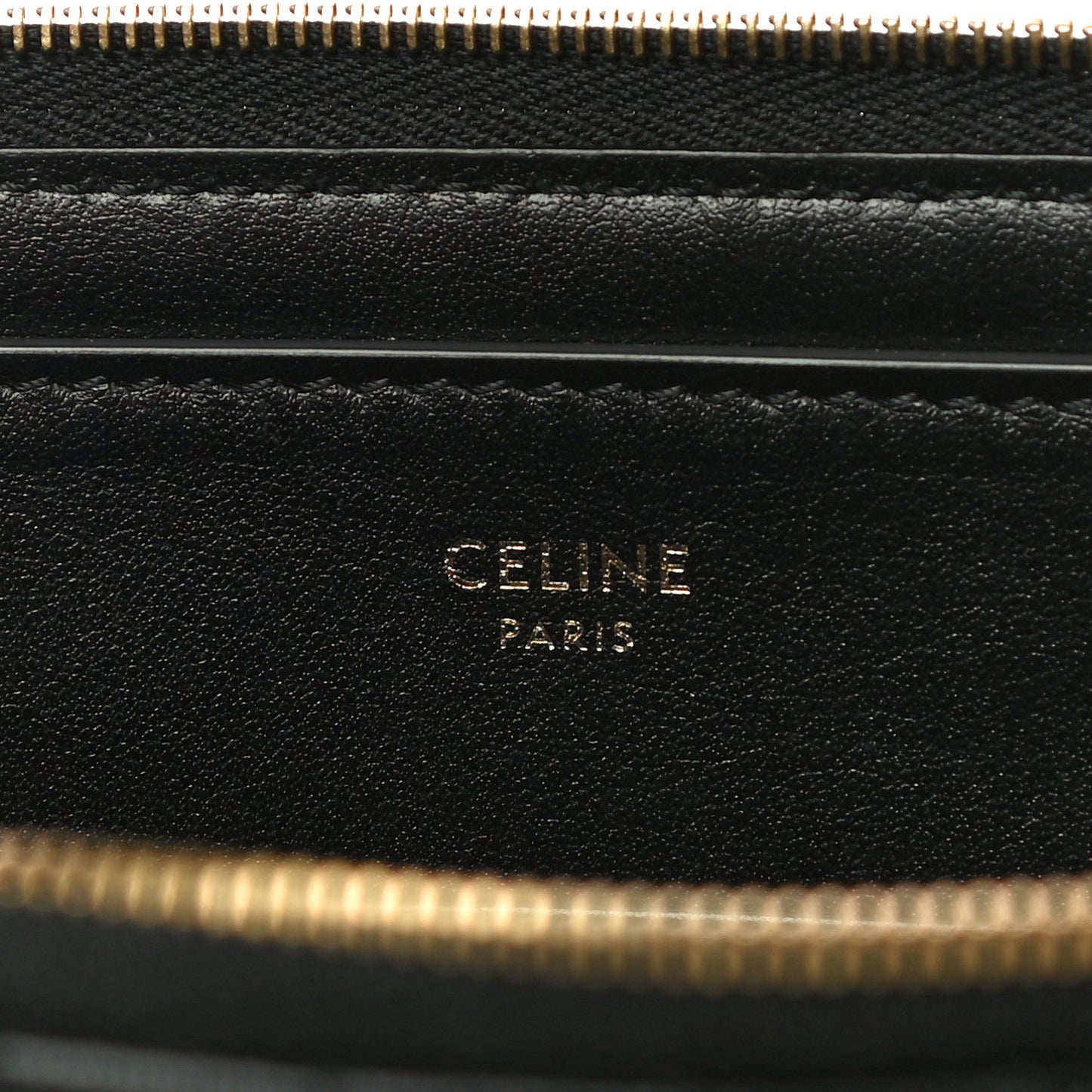 Calfskin Quilted C Charm Pouch Black