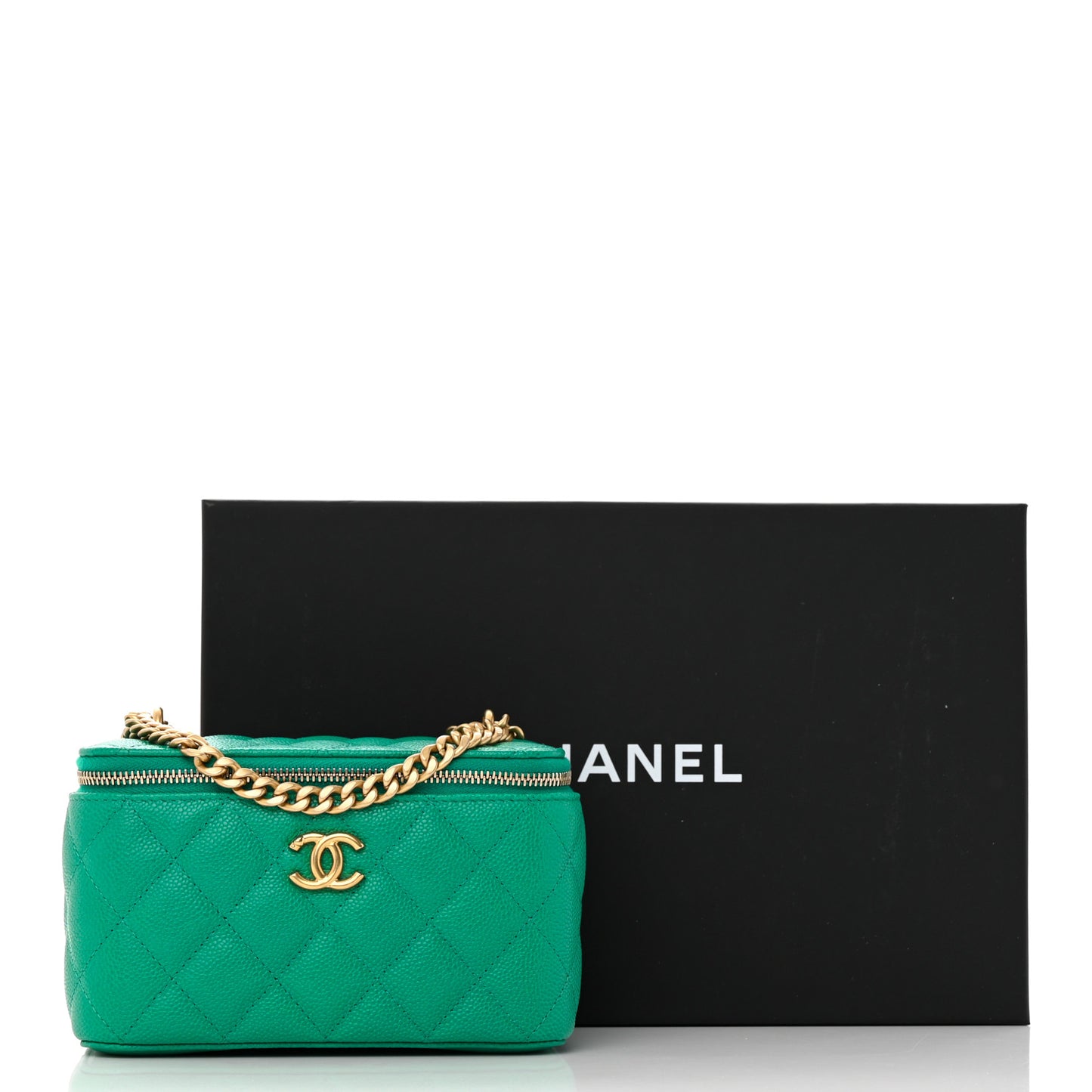 Caviar Quilted Sweetheart Vanity Case Green