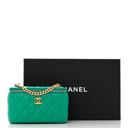 Chanel Caviar Quilted Sweetheart Vanity Case Green 12 of 12