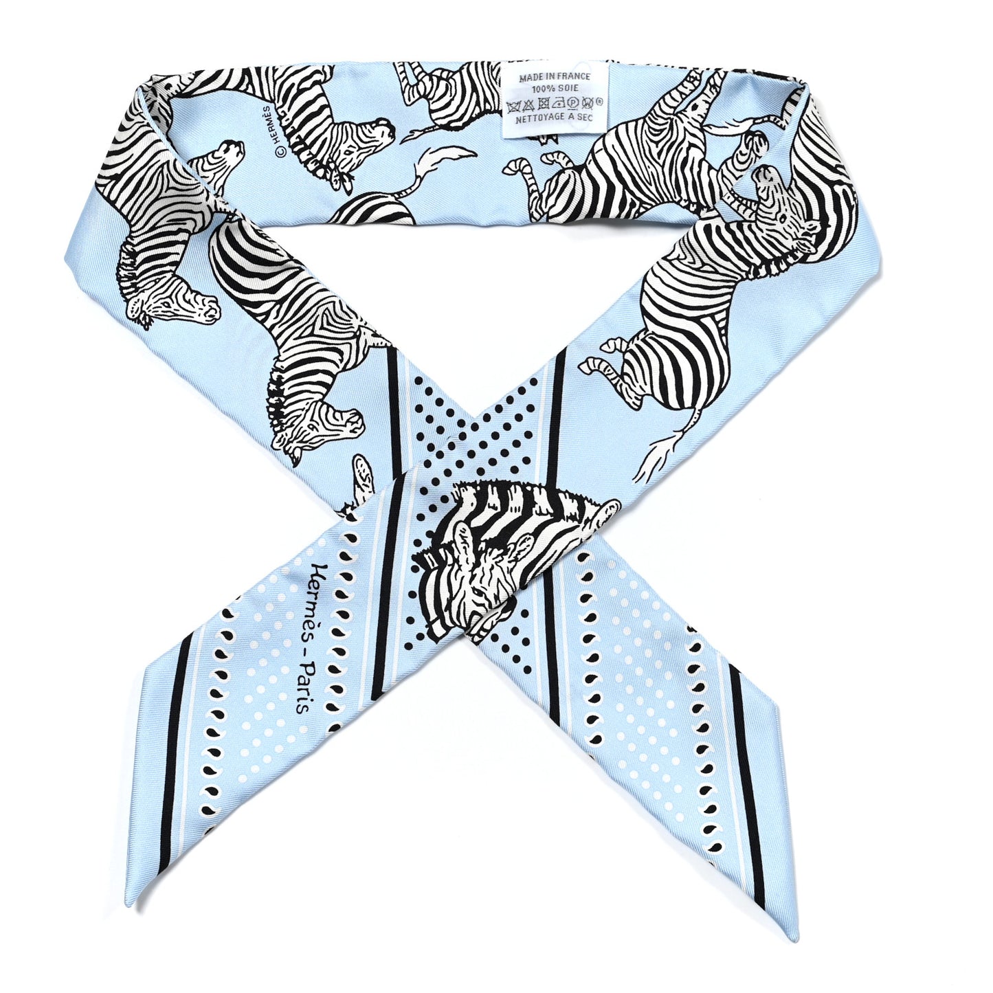 Silk Les Zebres Twilly Ciel Black White