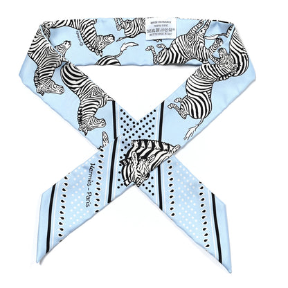 Hermes Silk Les Zebres Twilly Ciel Black White 1 of 4