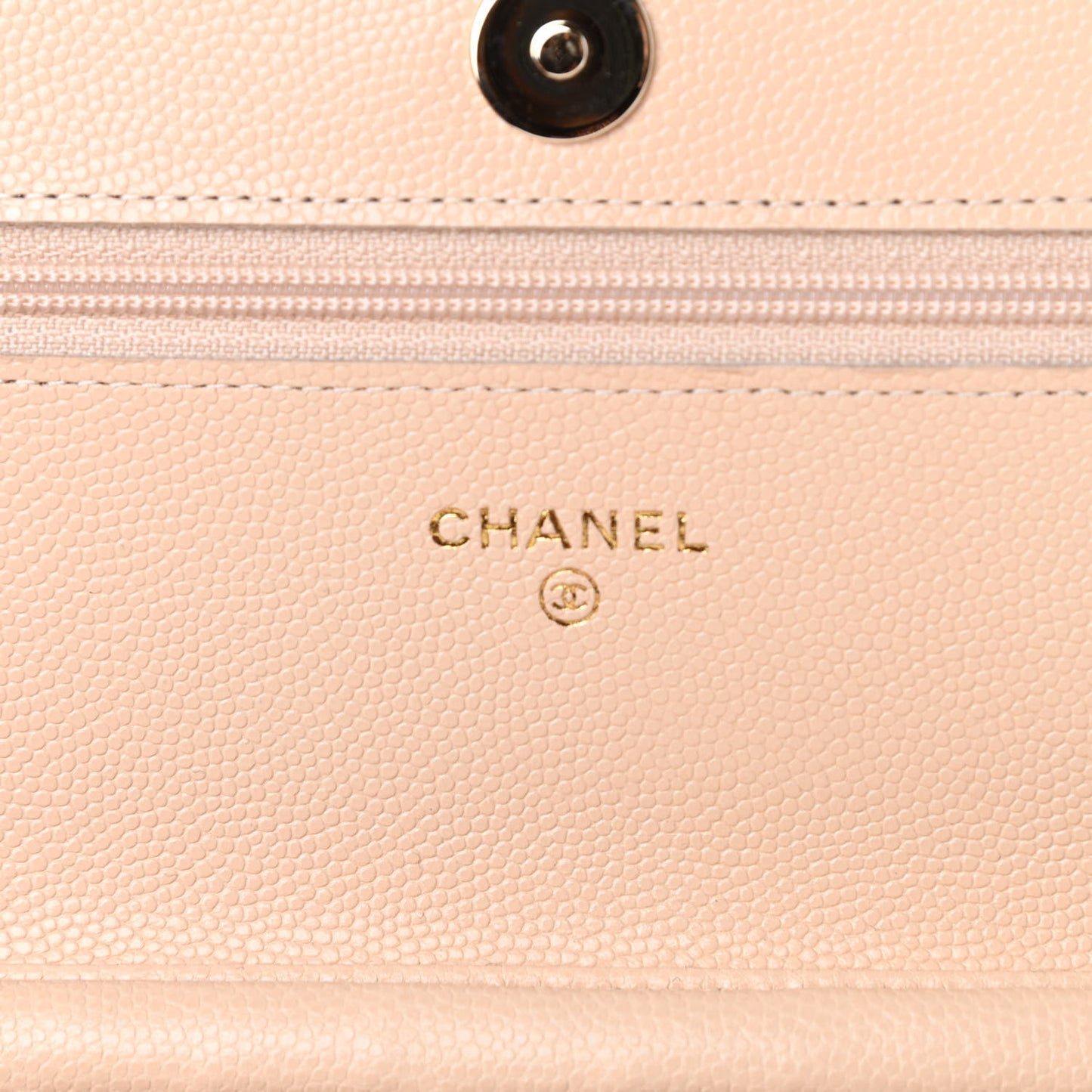 Caviar Quilted Coco Candy Wallet On Chain WOC Beige