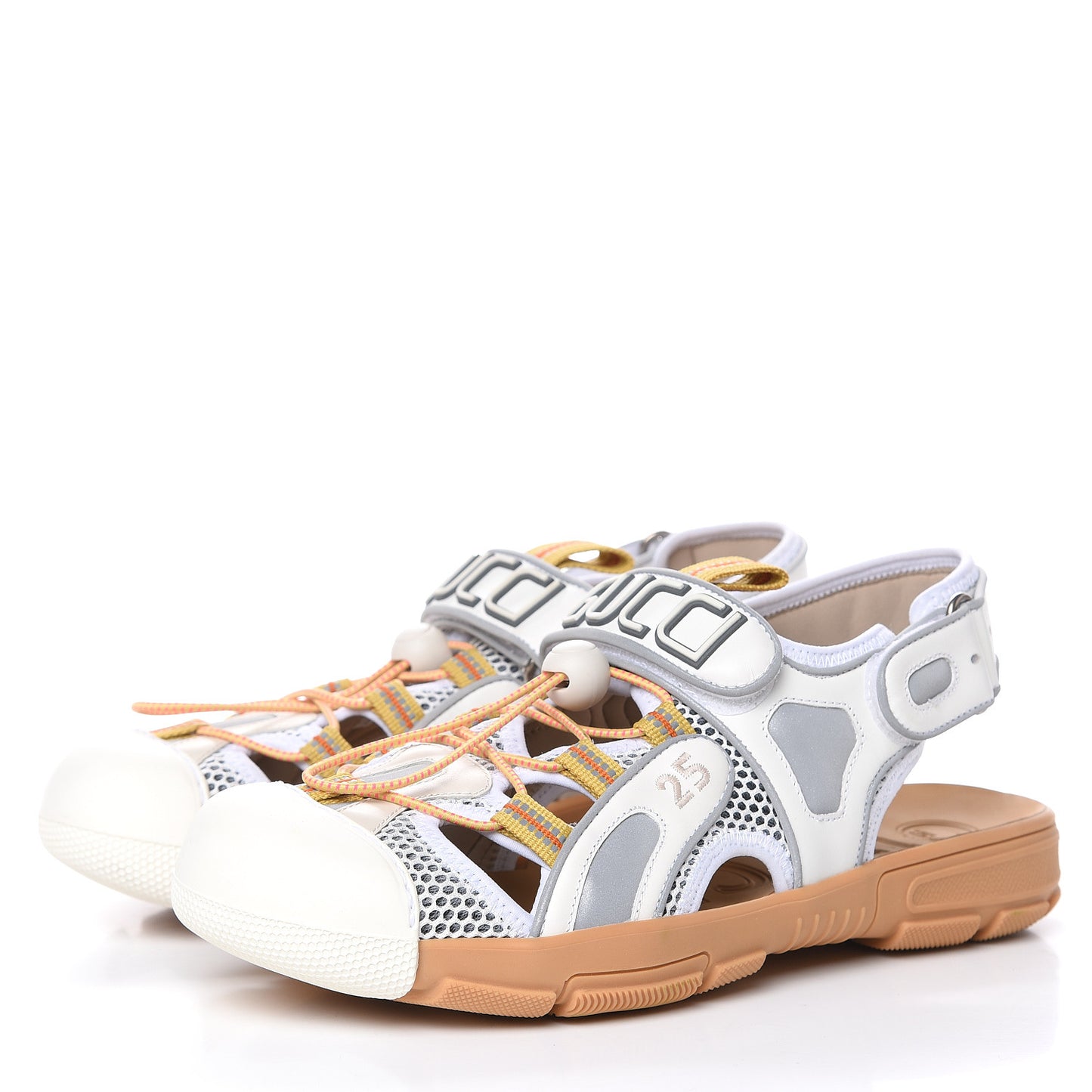 Mesh Fabric Tinsel Sport Sandals 40 White Silver