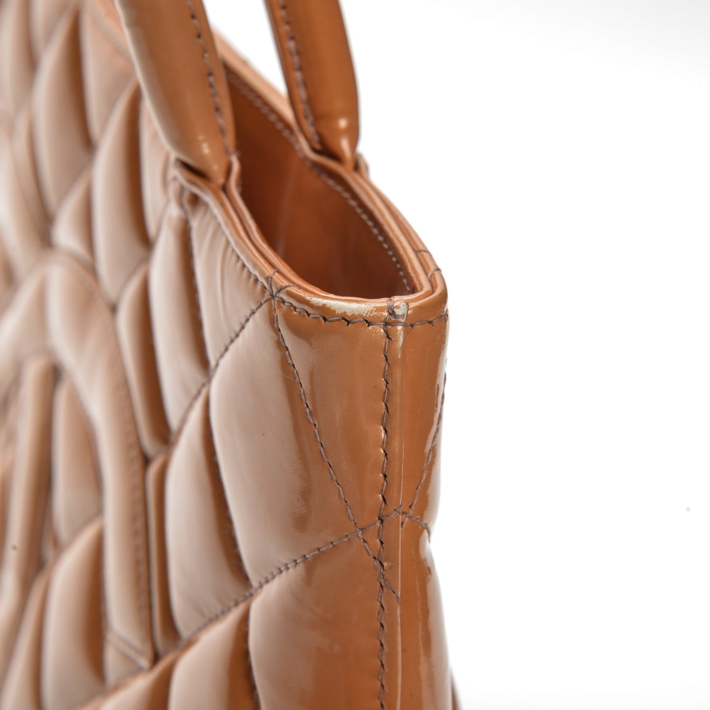 Patent Quilted Medallion Tote Orange