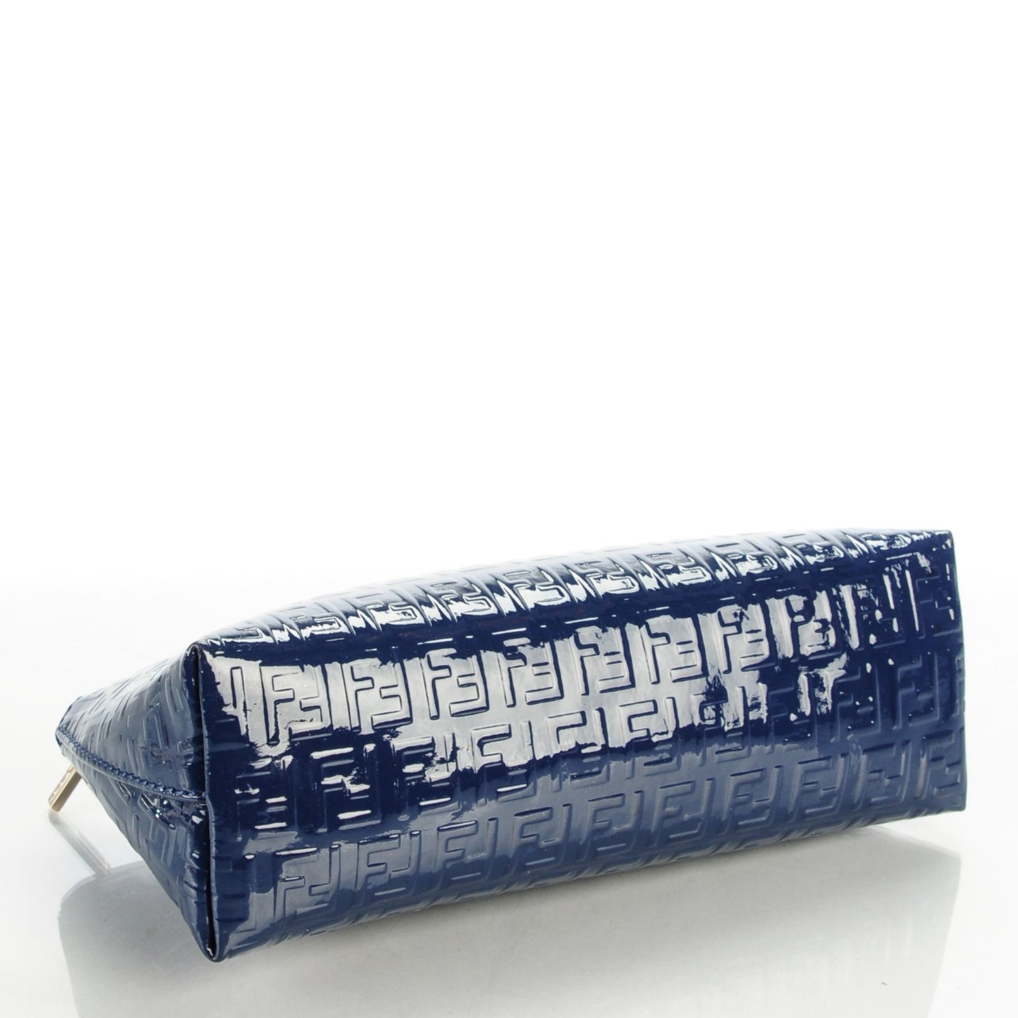 Patent FF Embossed Large Cosmetic Pouch Navy