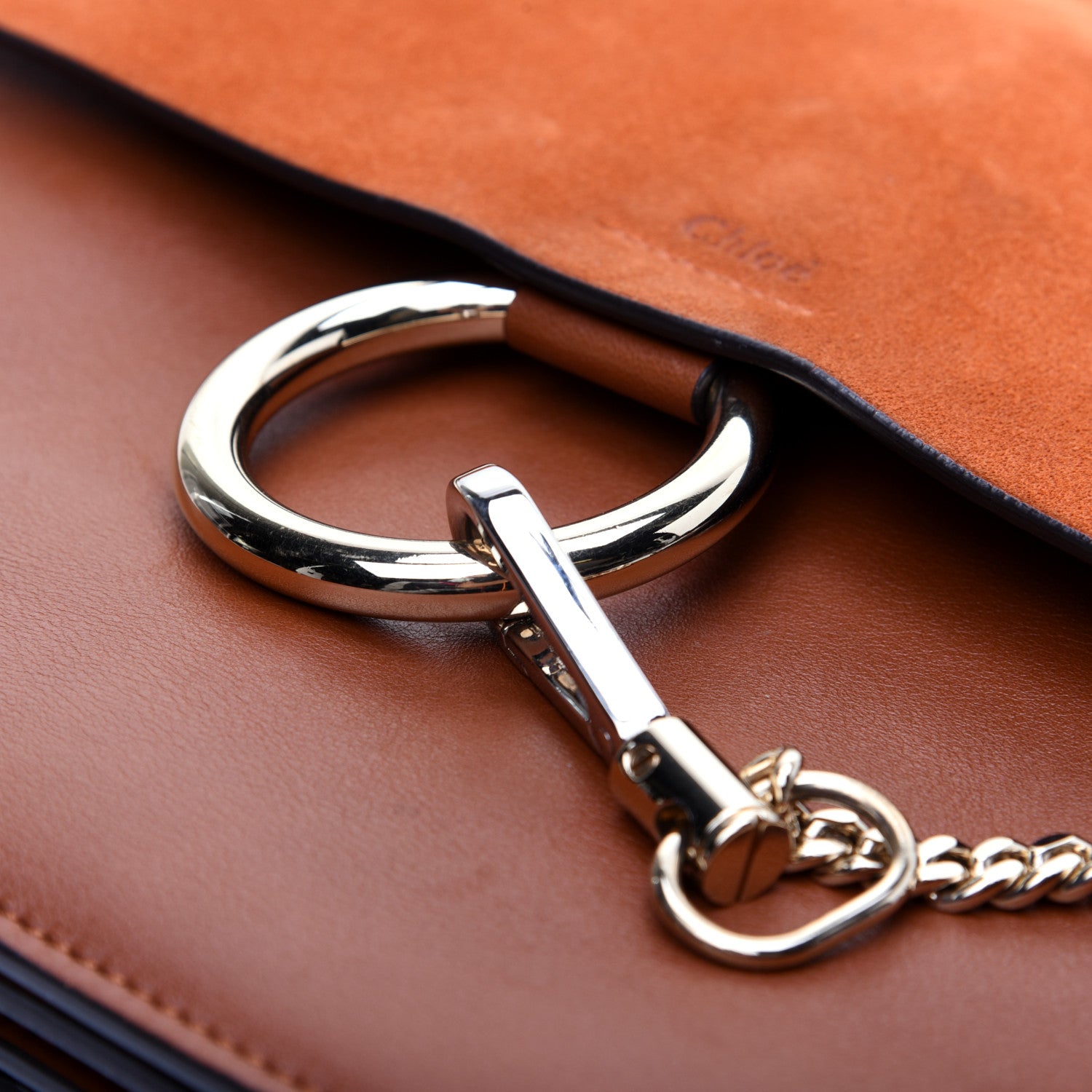 Chloe Suede Calfskin Medium Faye Shoulder Bag Tobacco 11 of 13