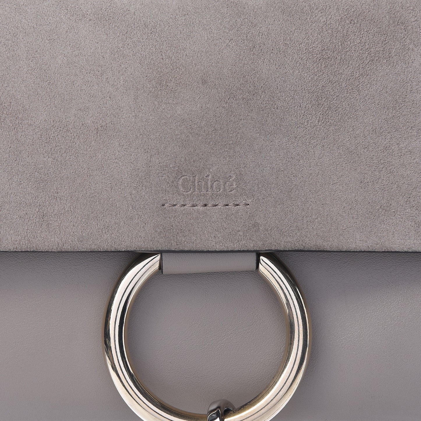Suede Calfskin Small Faye Shoulder Bag Motty Grey