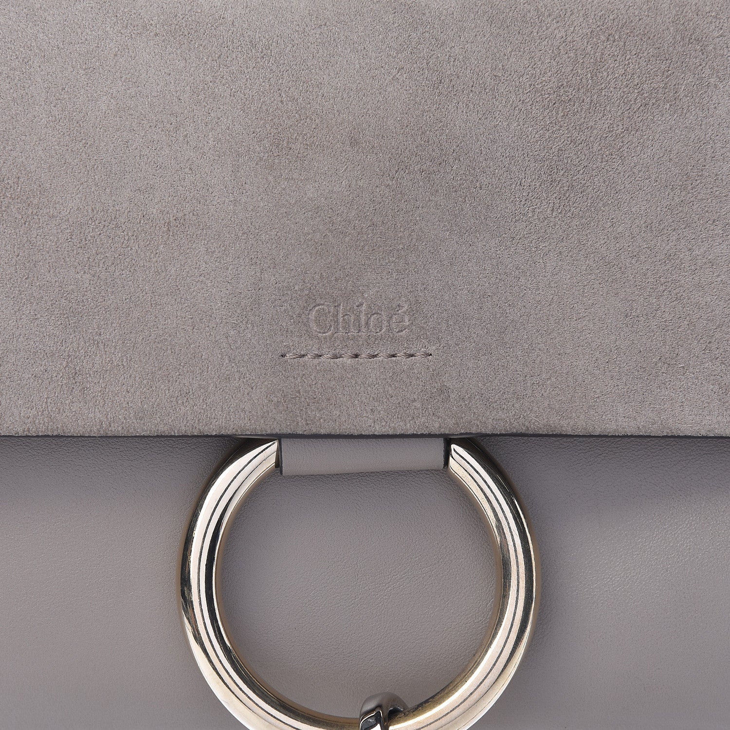 Chloe Suede Calfskin Small Faye Shoulder Bag Motty Grey 10 of 10