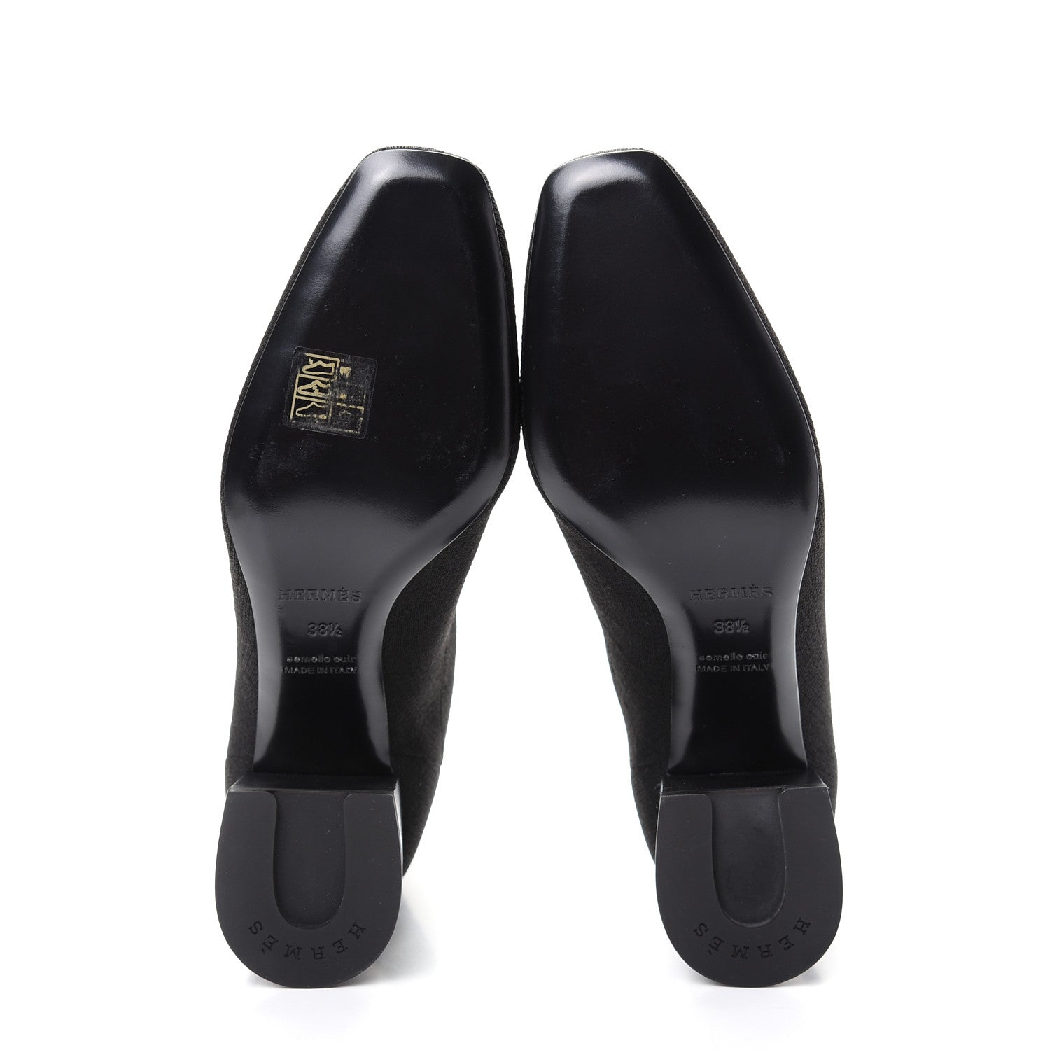 Hermes Knit Calfskin Volver Ankle Boots 38.5 Black 7 of 11