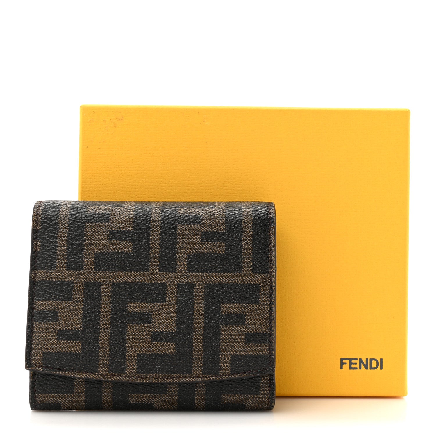 Fendi Vitello Elite Zucca Compact Wallet Tobacco Turquoise 9 of 9