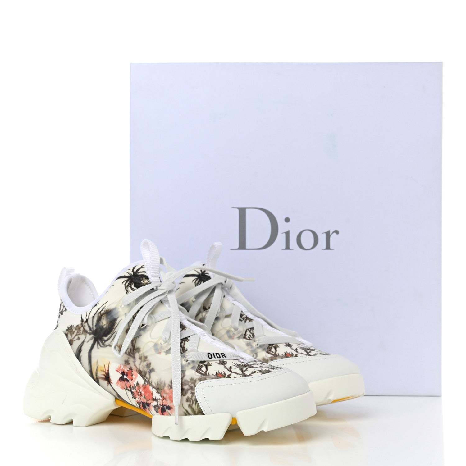 Christian Dior Neoprene Rubber Champetre Print Womens D-Connect Sneakers 35.5 White Multicolor 9 of 9