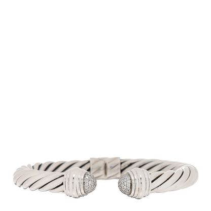 David Yurman Sterling Silver Diamond 10mm Cable Classics Pave Hinged Bracelet 1 of 3