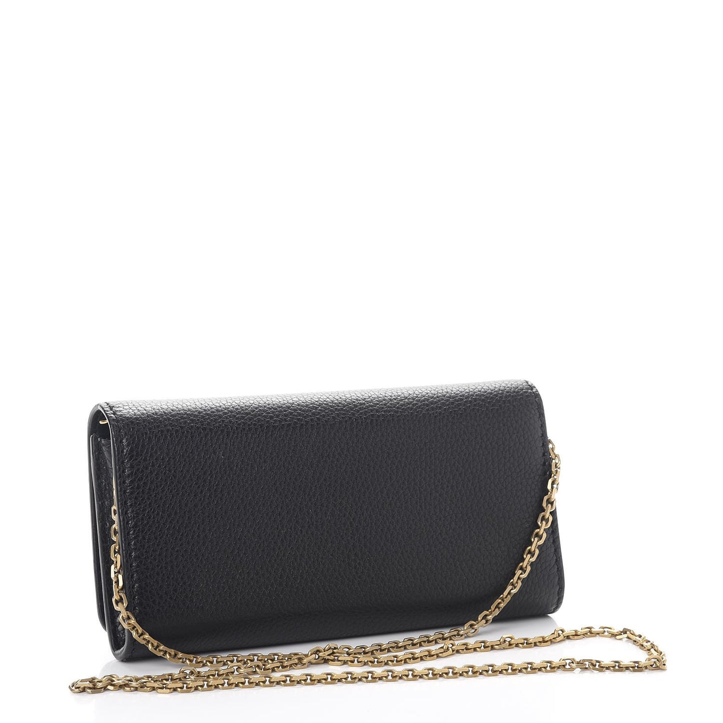 Grained Calfskin J'adior Croisiere Chain Wallet Black