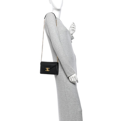 Celine Shiny Calfskin Triomphe Margo Wallet on Chain Black 2 of 12