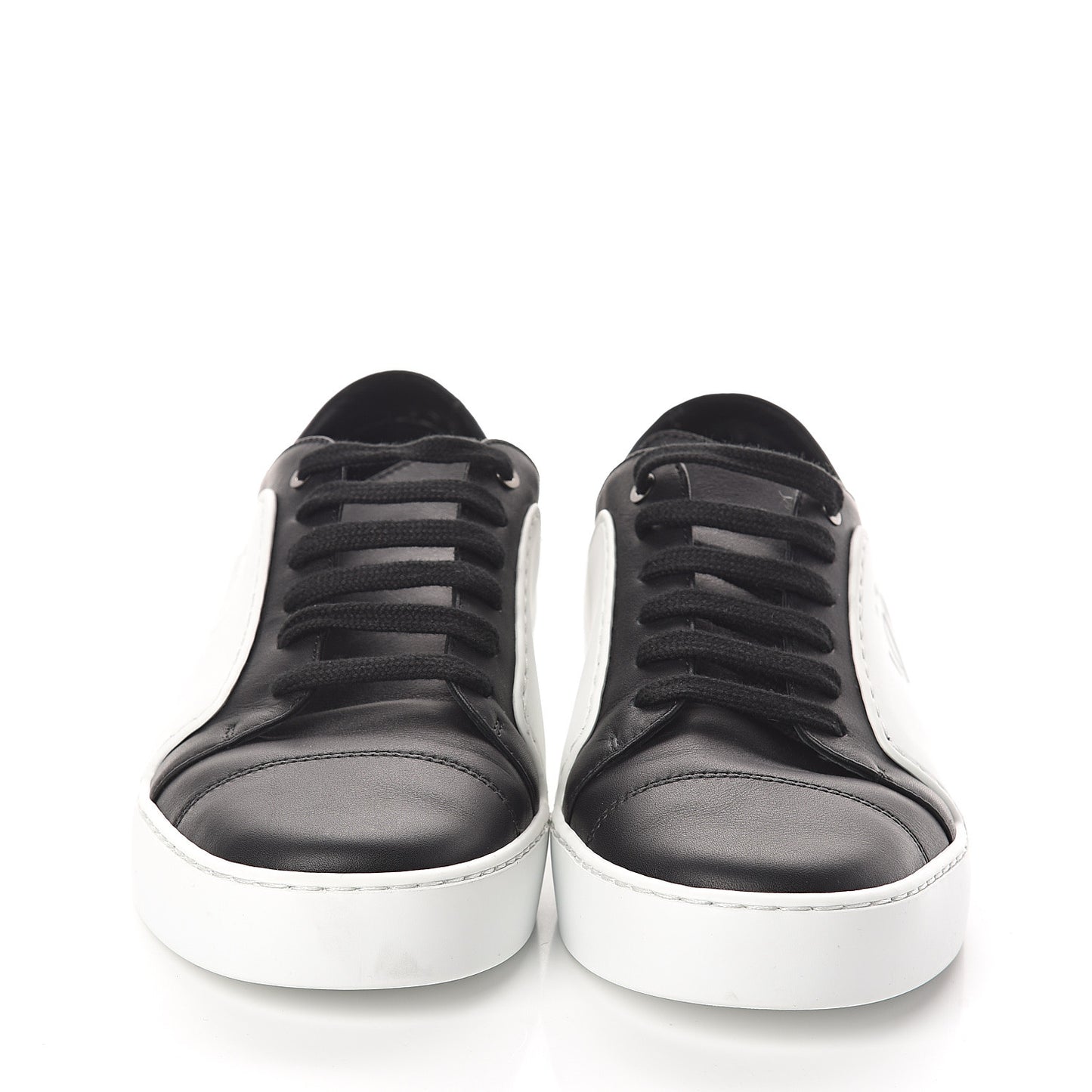 Calfskin Womens CC Sneakers 39.5 Black White