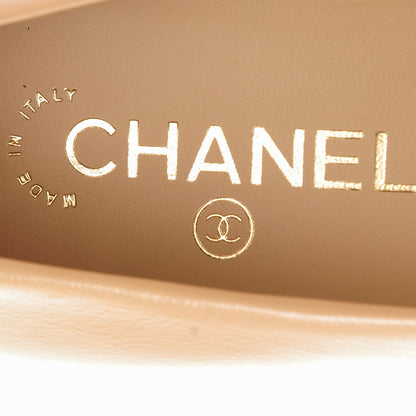 Chanel Lambskin Patent Cap Toe Ballerina Flats 36 Beige Black 7 of 7