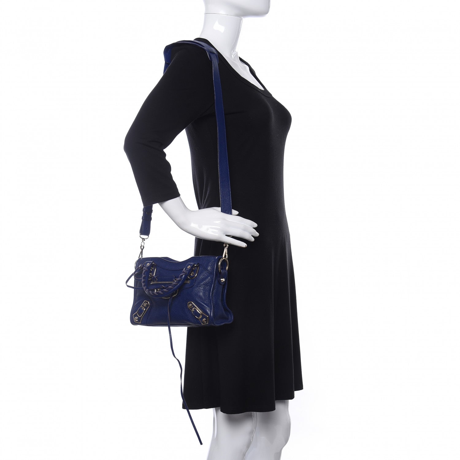 Balenciaga Chevre Gold Metallic Edge Hardware Mini City Bleu Roi 2 of 8