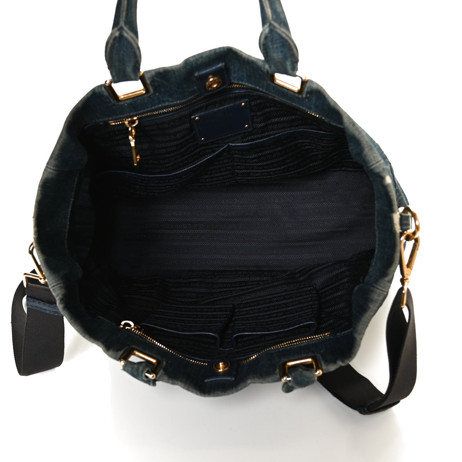 Prada Denim Large Logo Shopping Tote 5 of 10