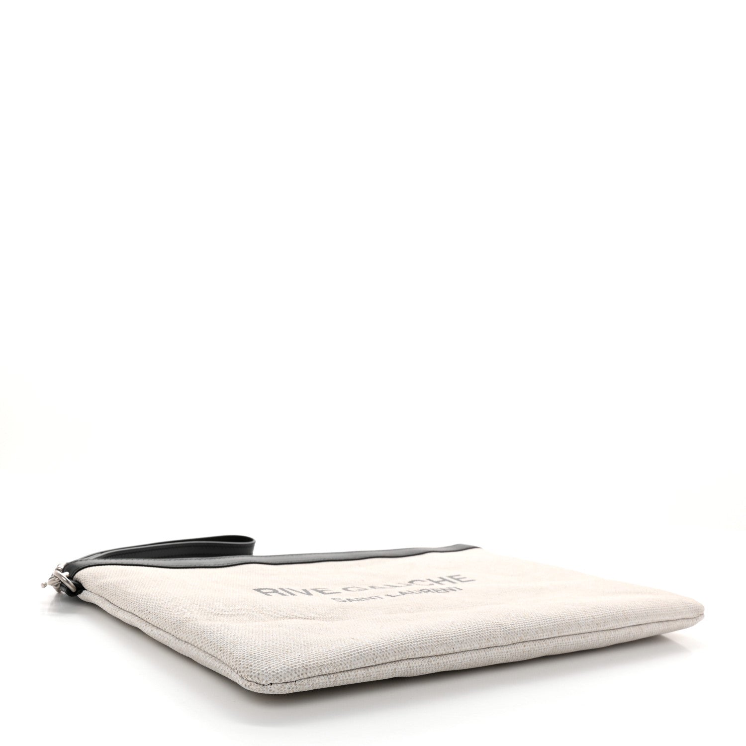 Saint Laurent Linen Canvas Rive Gouche Zipped Pouch Optic White 4 of 10