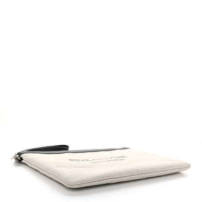 Saint Laurent Linen Canvas Rive Gouche Zipped Pouch Optic White 4 of 10