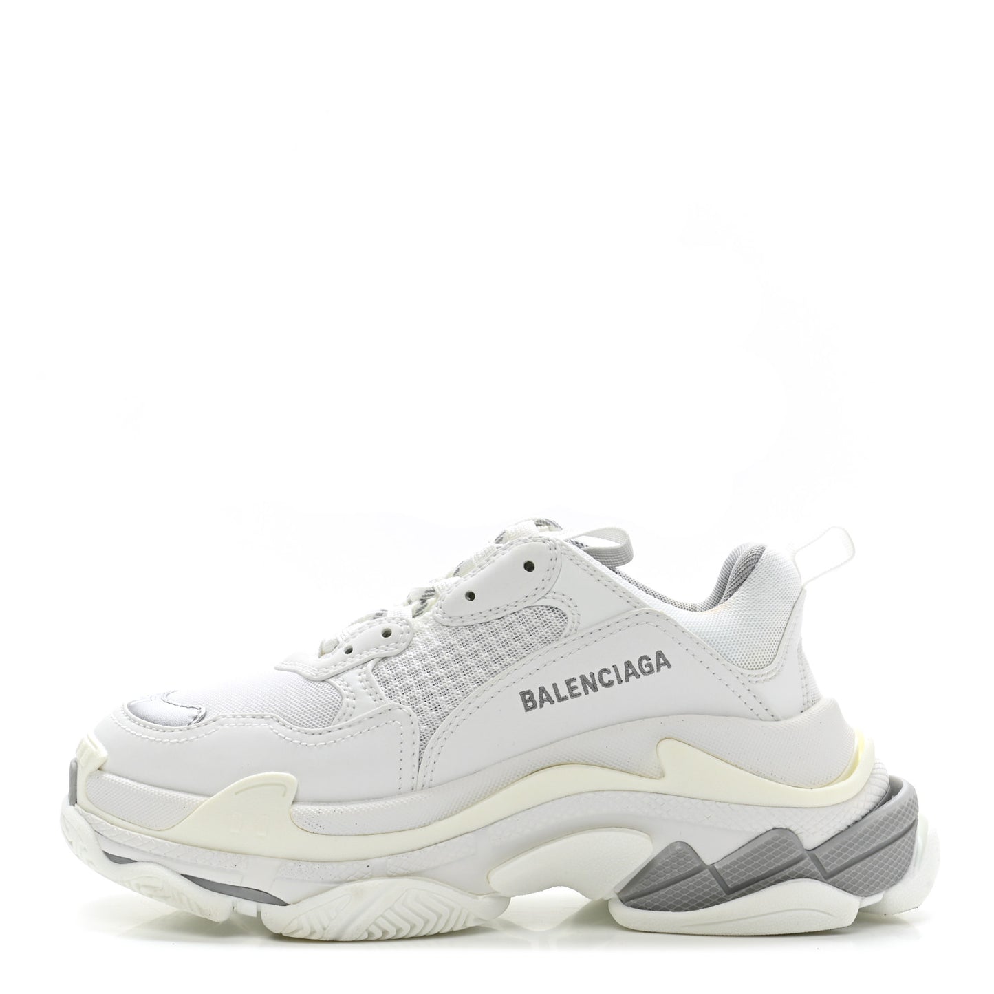 Fabric Mesh Bi-Color Womens Triple S Sneakers 37 White Metal Grey