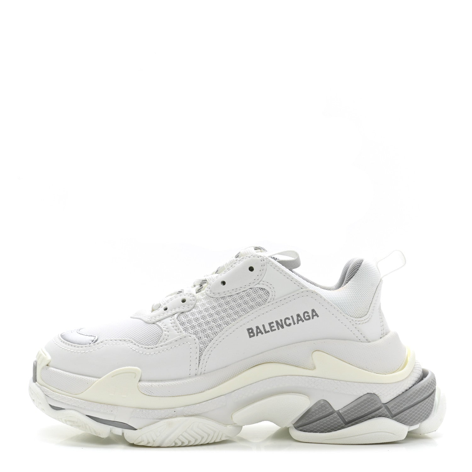 Balenciaga Fabric Mesh Bi-Color Womens Triple S Sneakers 37 White Metal Grey 1 of 11
