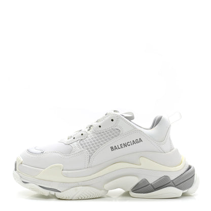 Balenciaga Fabric Mesh Bi-Color Womens Triple S Sneakers 37 White Metal Grey 1 of 11