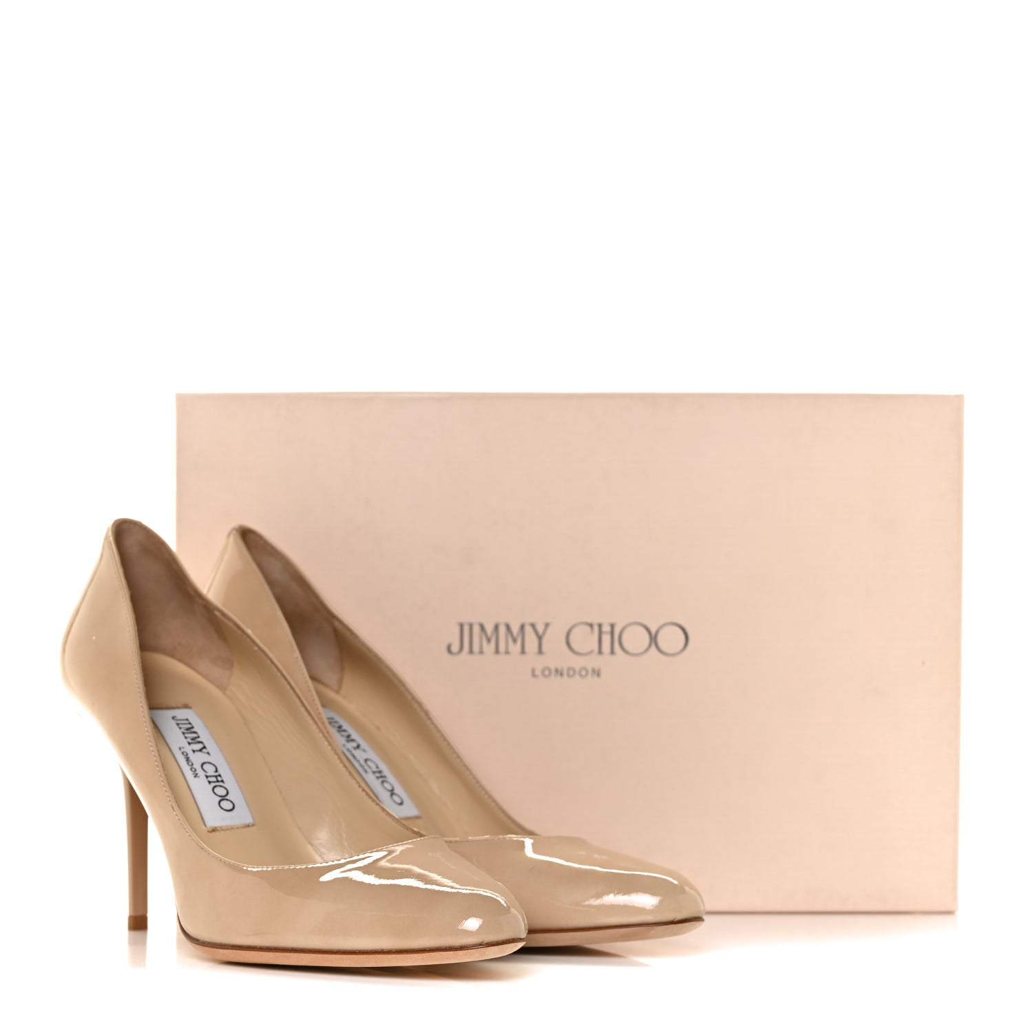 Jimmy Choo Patent Gilbert Round Toe Pumps 37 Nude 12 of 12
