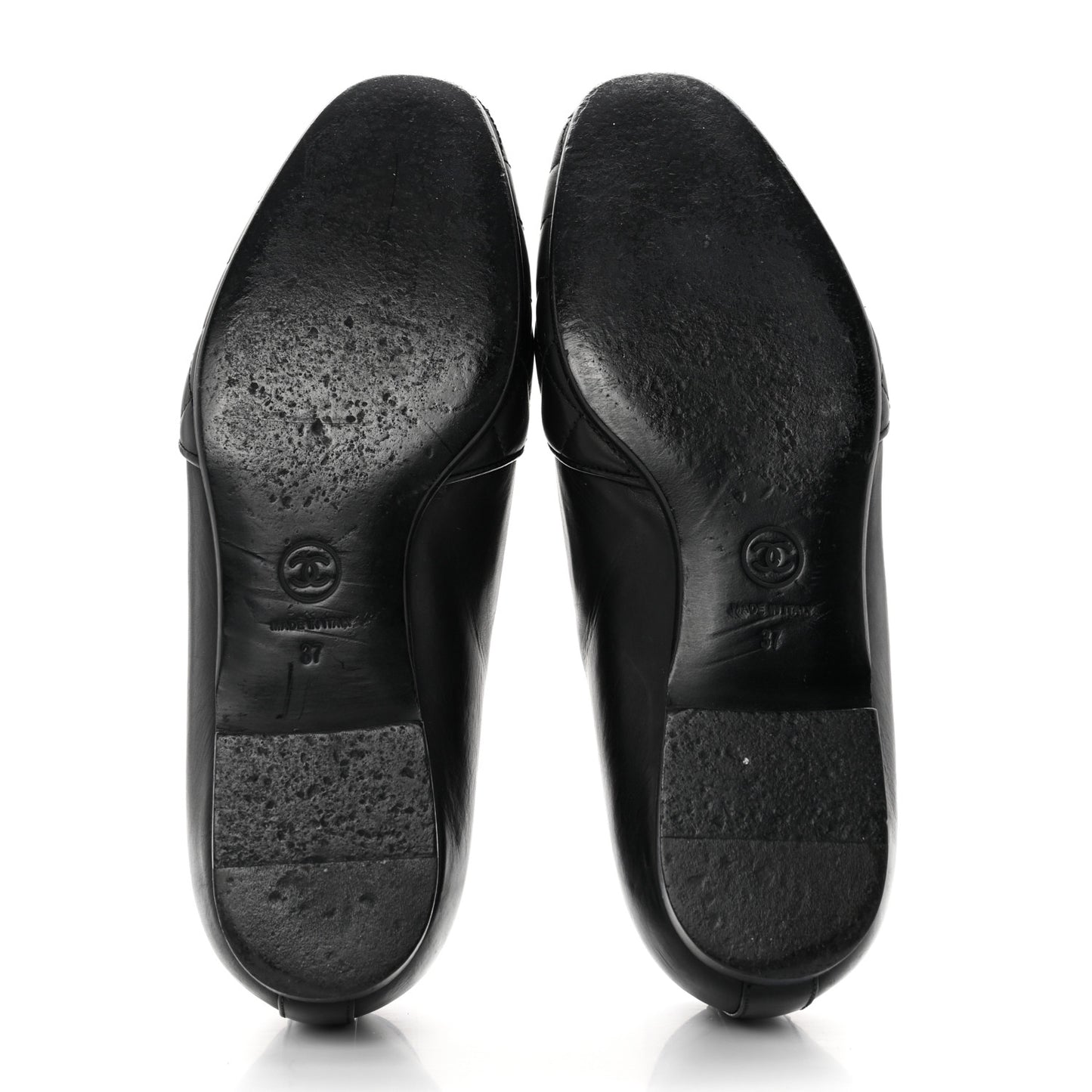 Calfskin Quilted CC Moccasin Loafers 37 Black