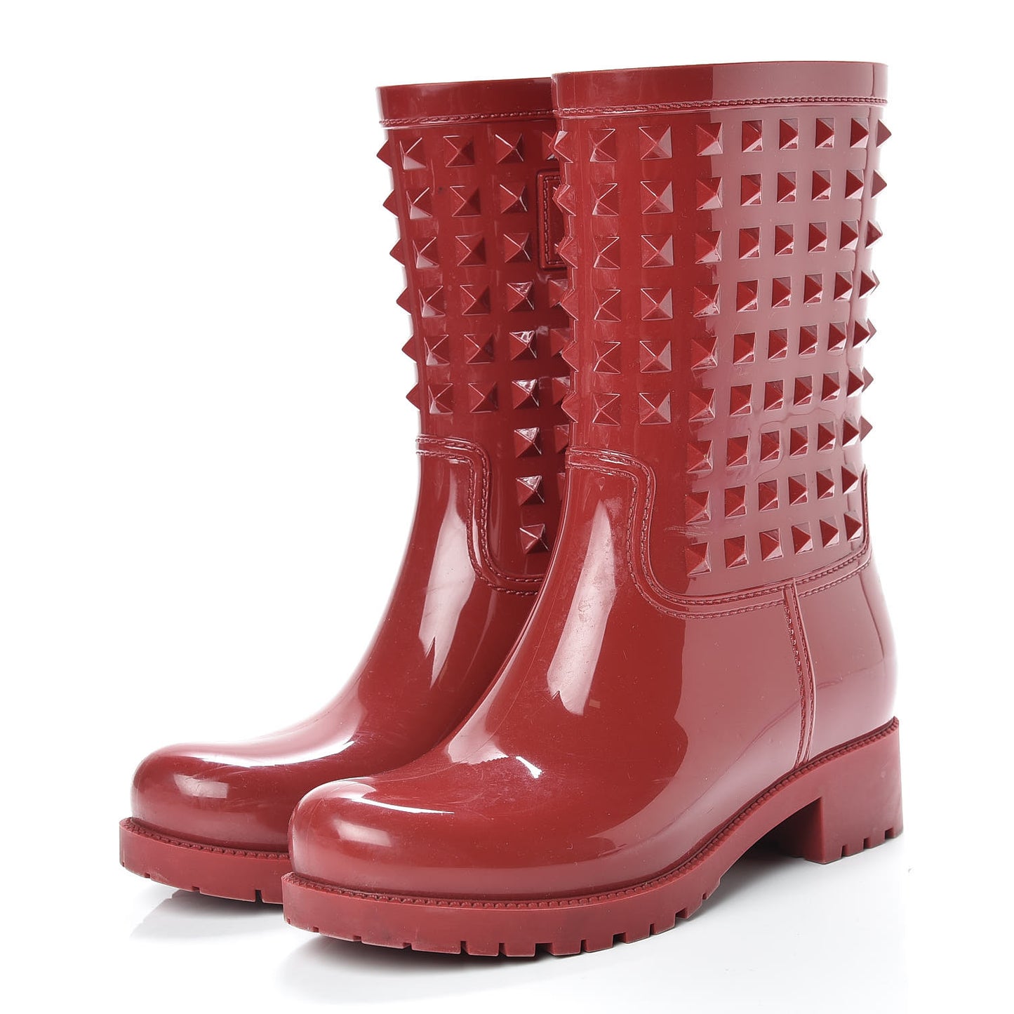 Rubber Rockstud Short Rainboots 36 Red