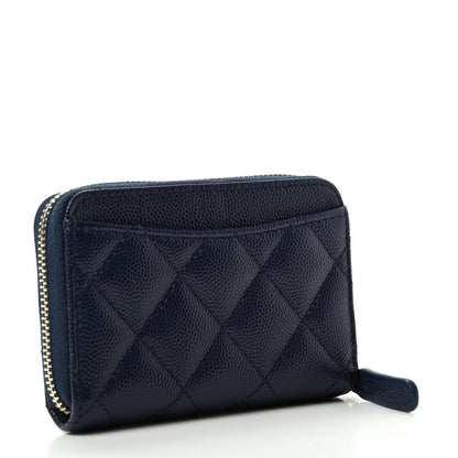 Chanel Caviar Quilted Zip Card Holder Navy 3 of 8