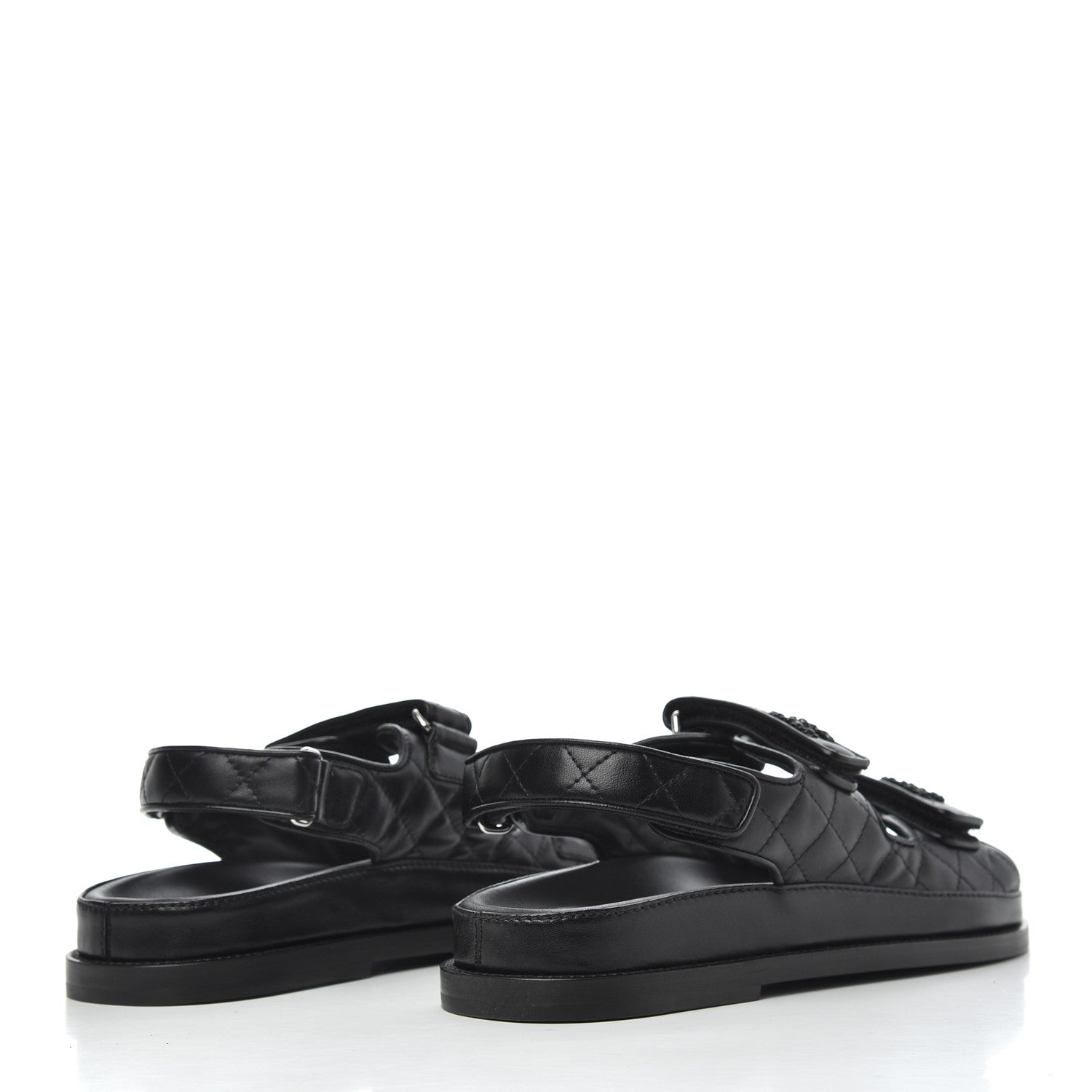 Chanel Lambskin Quilted Velcro Dad Sandals 38.5 So Black 4 of 8