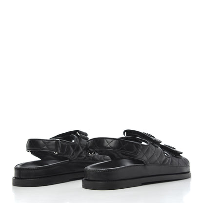 Chanel Lambskin Quilted Velcro Dad Sandals 38.5 So Black 4 of 8