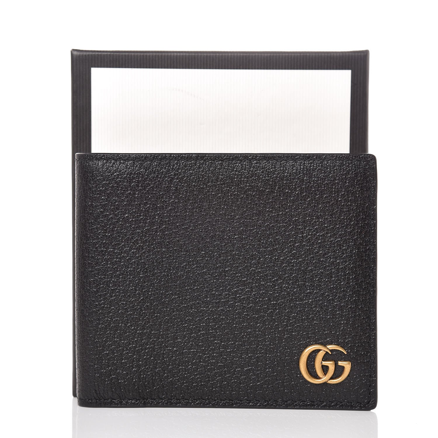 Gucci Calfskin Boar Effect GG Marmont Bi-Fold ID Wallet Black 8 of 8