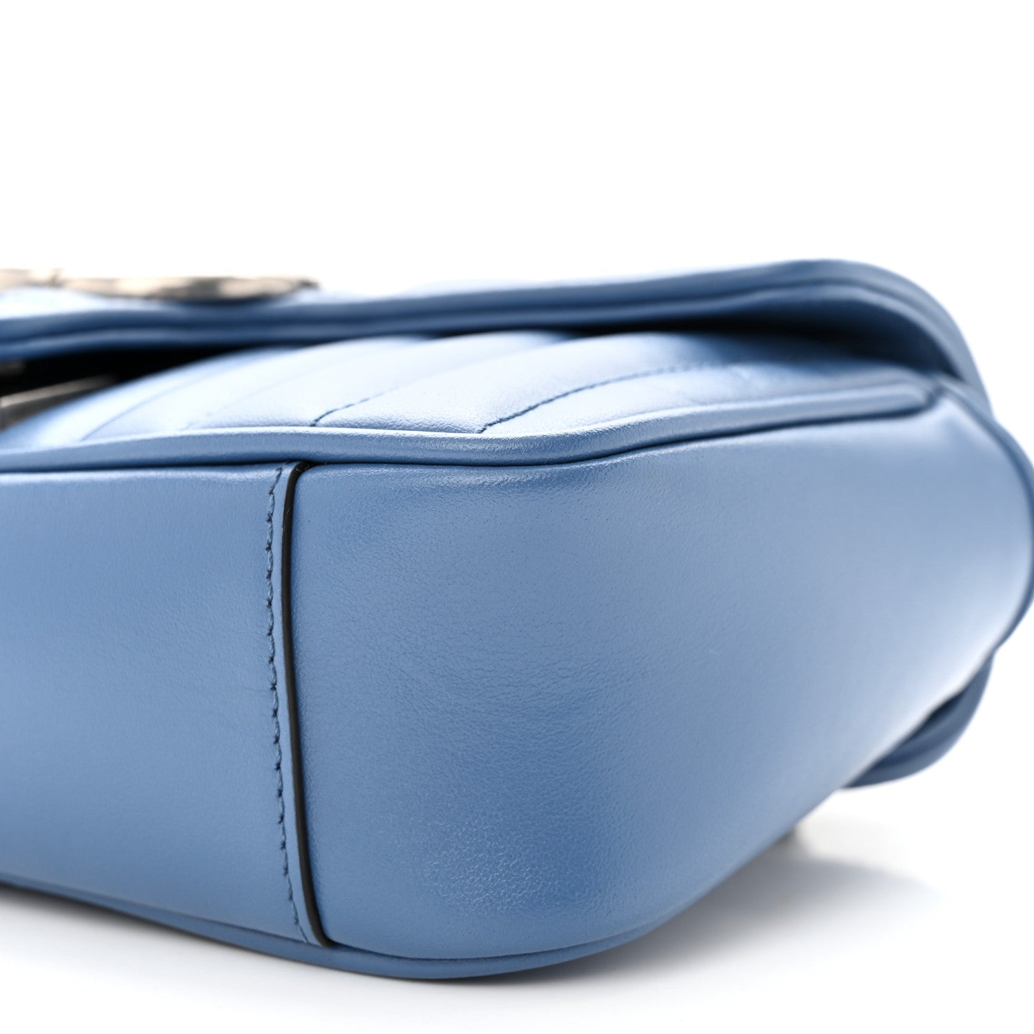 Gucci Calfskin Matelasse Aria Mini GG Marmont Shoulder Bag Clear Blue 10 of 10