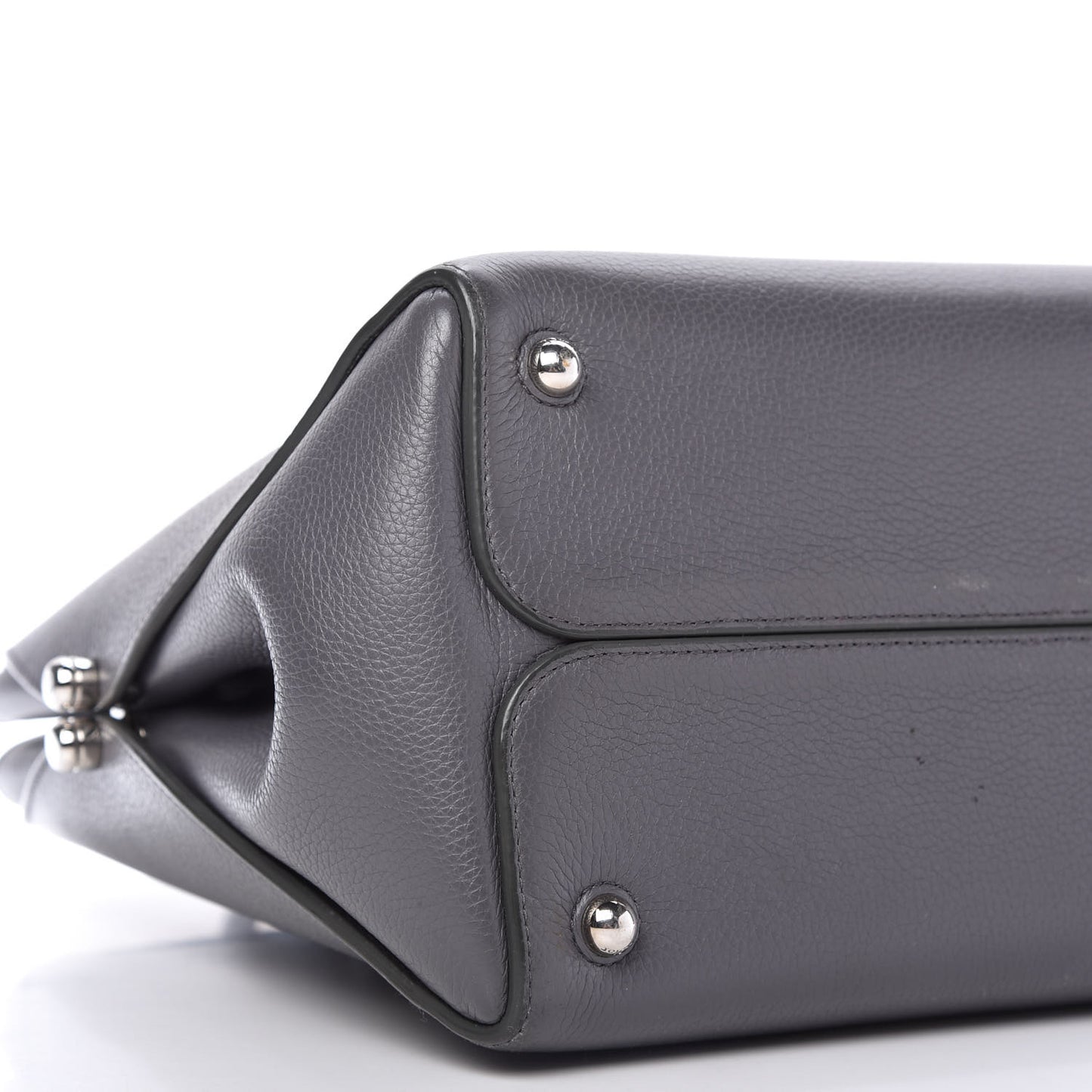 Supple Grained Calfskin Large Open Bar Tote Grey