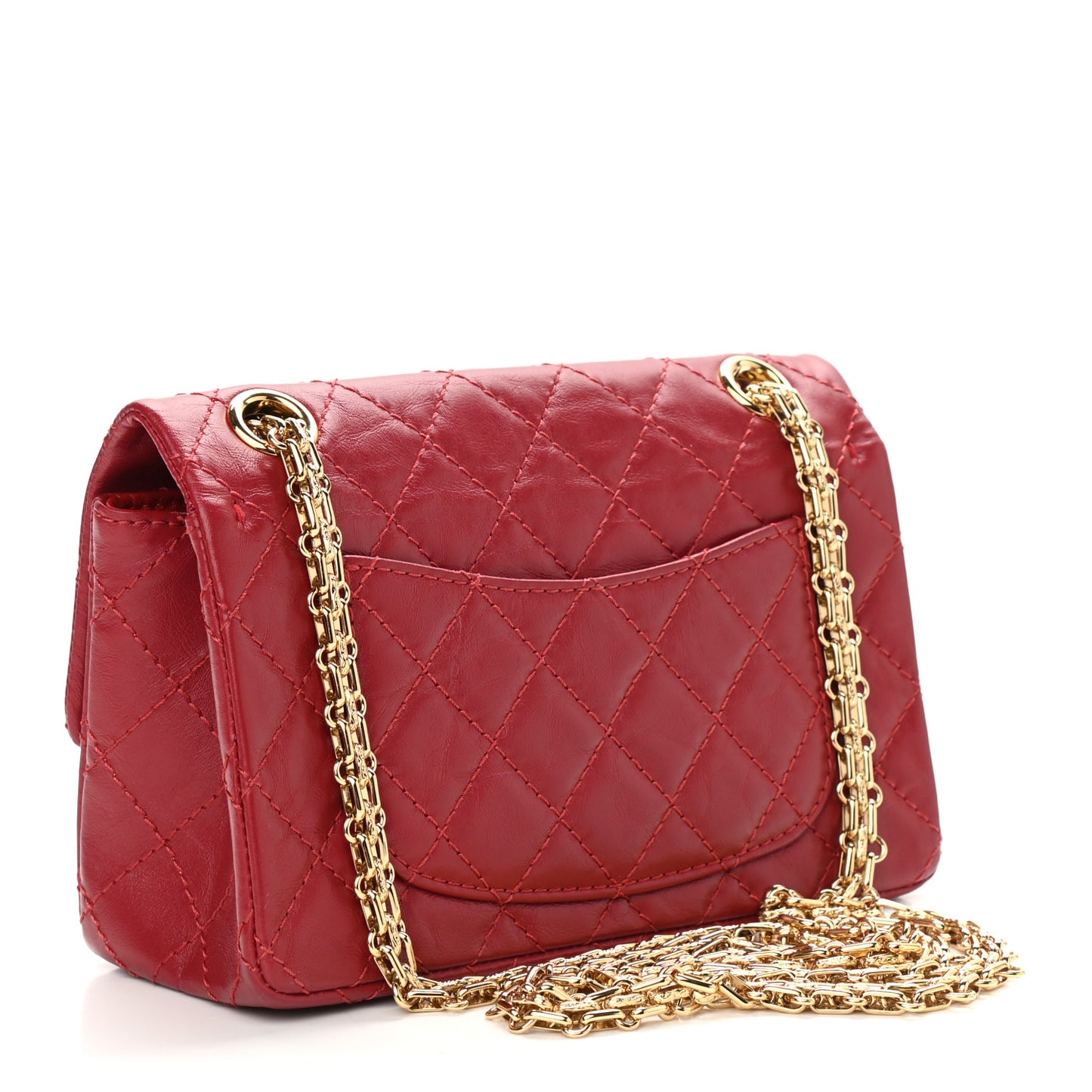 Aged Calfskin Quilted 2.55 Reissue Mini Flap Red