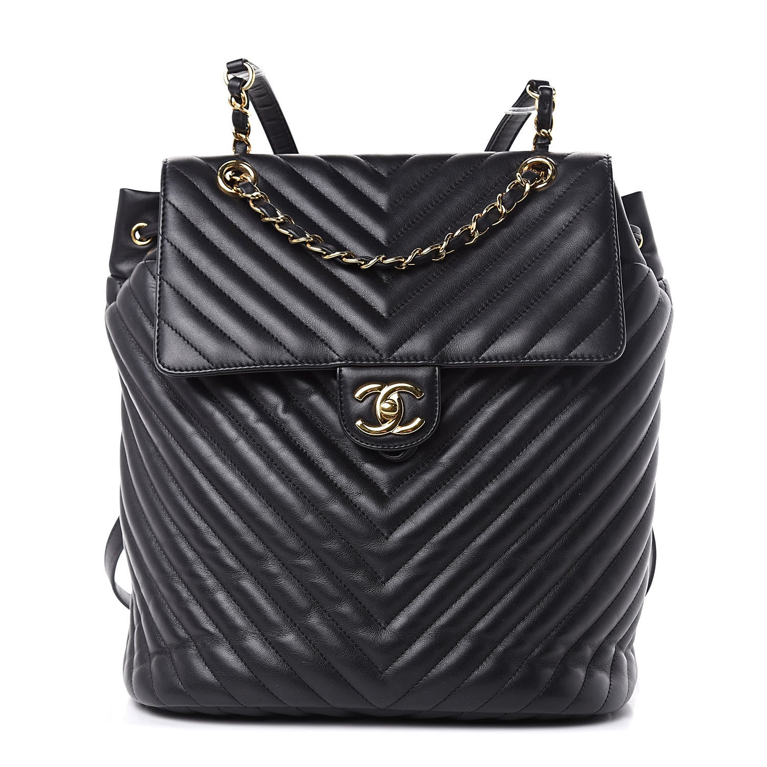 Chanel Calfskin Chevron Quilted Large Urban Spirit Backpack Black 1 of 11