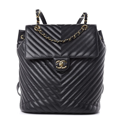 Chanel Calfskin Chevron Quilted Large Urban Spirit Backpack Black 1 of 11
