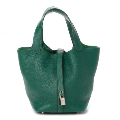 Hermes Taurillon Clemence Picotin Lock 18 PM Malachite 1 of 12