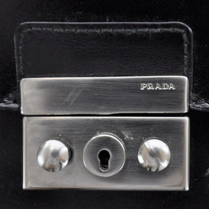 Prada Spazzolato Pushlock Flap Bag Black 7 of 10